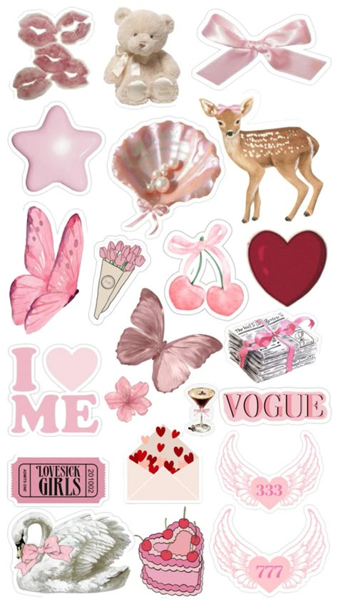 Coquette stickers 🎀 Paper Cutouts Printable, Vogue Stickers Printable, Printable Coquette Stickers, Preppy Printable Stickers, Coqquete Stickers Printable, Cute Sticker Collage, Skincare Stickers Aesthetic, Pink Printable Stickers For Journal, Coquette Printable Stickers