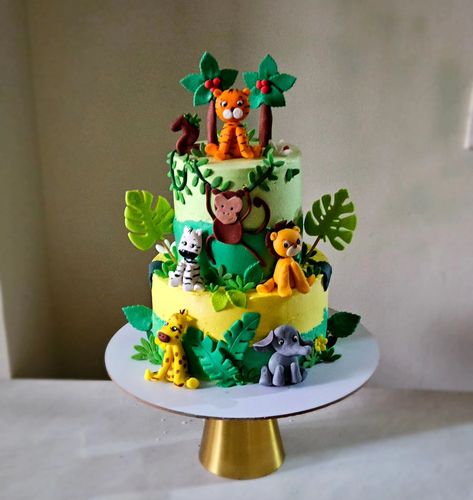 Jungle Theme cake ... #junglethemecake #jungletheme #junglecake #animalthemecake #animalcake #kidscake #cakeforkids #chocolatecake #tieredcake #semifondantcake #pinkfrost_patisserie #pinkfrost_minicakes Jungle Theme Cake, Jungle Theme Cakes, Jungle Cake, Cake Artist, Animal Cake, Theme Cake, Jungle Theme, Fondant Cake, Artist On Instagram