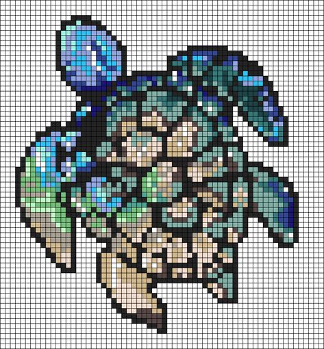 Alpha pattern #94644 variation #172329 | BraceletBook Sea Turtle Alpha Pattern, Turtle Pixel Art Grid, Sea Turtle Pixel Art, Turtle Alpha Pattern, Turtle Pixel Art, Perler Bead Mario, Cross Stitch Sea, Vsco Summer, Aesthetic Vsco