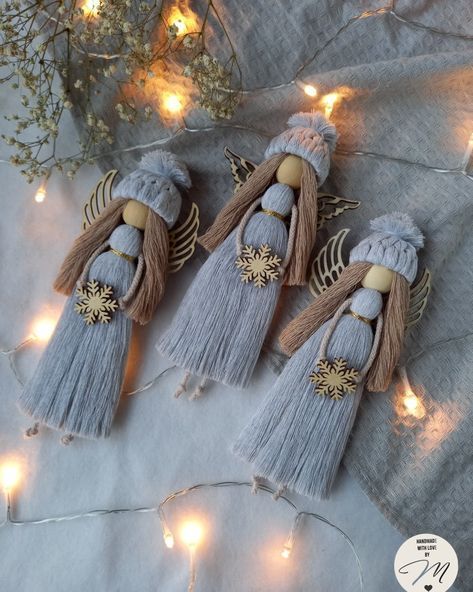 Macrame Angels, Diy Yarn Dolls, Macrame Angel, Dolls Handmade Diy, Yarn Dolls, Doll Diy Crafts, Fairy Crafts, Angel Crafts, Macrame Patterns Tutorials