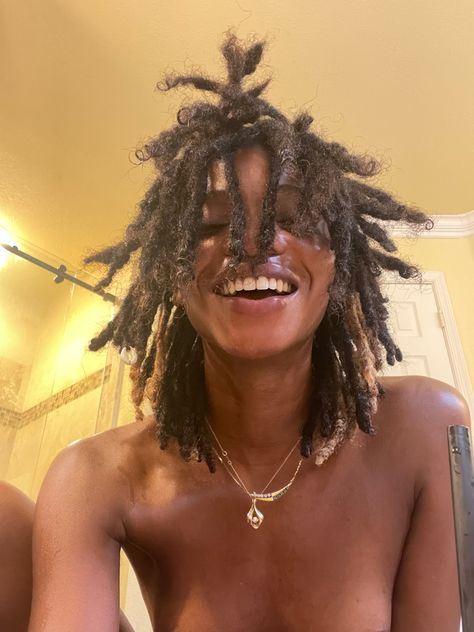 Type 3 Hair Locs, Afro Pick In Hair, Female With Dreads, Females With Dreads, Thick Freeform Locs, Wolfcut Dreads, Layered Locs Long, Fluffy Dreads Black Women, Dreads Medium Length