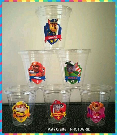 Paw Patrol Vinyl, Paw Patrol Ideas, Paw Patrol Favors, Paw Patrol Decorations, Sky E, Birthday Party Cups, Girls Party Decorations, Dinner Party Decorations, Birthday Decorations Kids