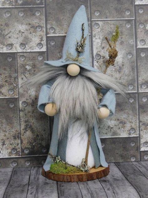 Gnome Sweet Gnome by Kimberly- Let's Make Gnomes Virtual Classes | Finally am done with my wizard gnomes | Facebook Gnome Forest, Make Gnomes, Gnome Wizard, Wood Staff, Wizard Gnome, Gnome Collection, Forest Gnome, Gnome Sweet Gnome, Halloween Witch Dolls