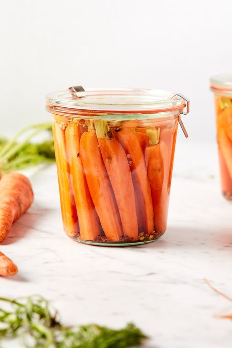 Quick Pickled Carrots Quick Pickled Carrots, Pickled Carrots Recipe, Cumin Recipes, Pickled Beets Recipe, Wyse Guide, Canning Vegetables, Carrots Recipe, Quick Pickled, Pickled Carrots