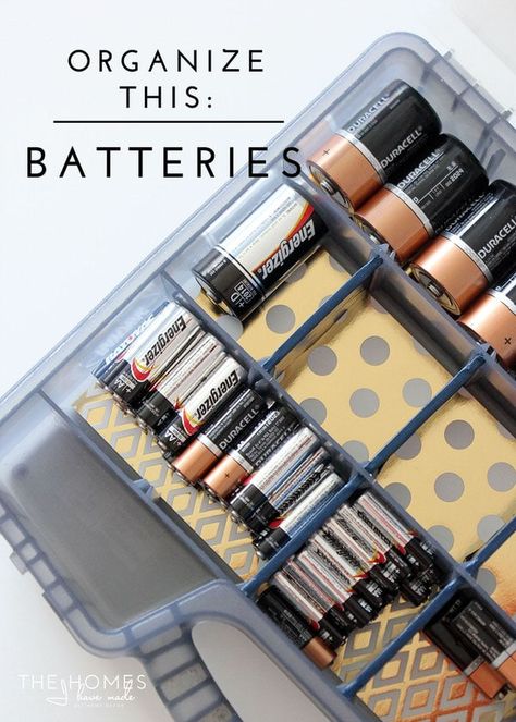 How to Organize Batteries with a Battery Kit! - The Homes I Have Made Battery Storage Ideas, Stick Letters, Hardware Organizer, Junk Drawers, Grocery Planning, Lego Kits, Small Pantry, Quick Diy, Duck Tape