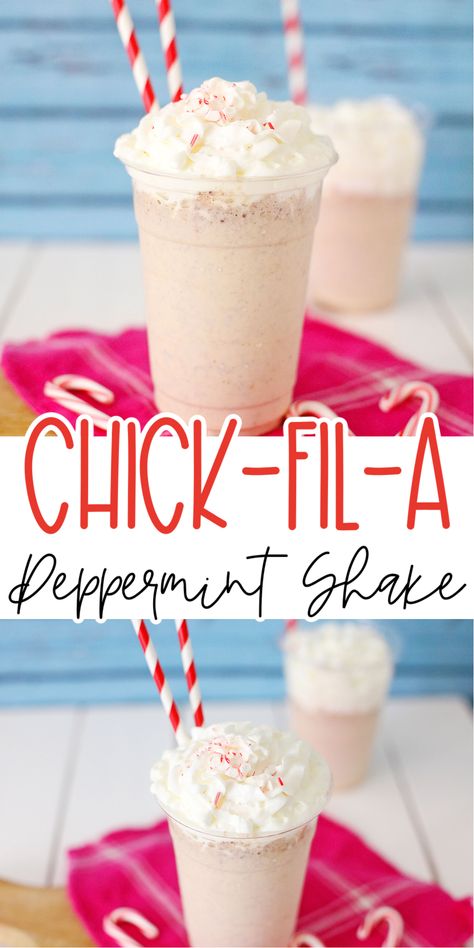 Peppermint Frosty Recipe, Copycat Chick Fil A Peppermint Milkshake, Peppermint Shake Chick Fil A, Fall Milkshakes, Christmas Smoothie Recipes, Chick Fil A Peppermint Milkshake Recipe, Chick Fil A Peppermint Milkshake, Peppermint Shake Recipe, Peppermint Milkshake Recipe