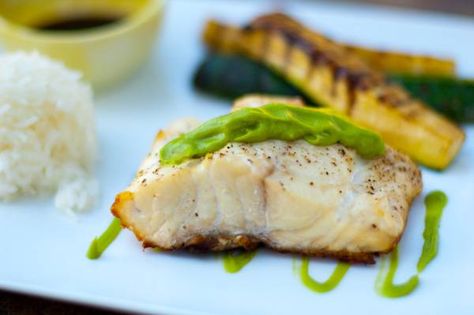 Recipe for grilled red snapper filet with a avocado wasabi sauce. Grilled Snapper, Grilled Red Snapper, Bacon Bbq Sauce, Wasabi Sauce, Grilled Kabob Recipes, Grilled Fish Recipes, Grilled Steak Recipes, Healthy Grilling Recipes, Avocado Sauce