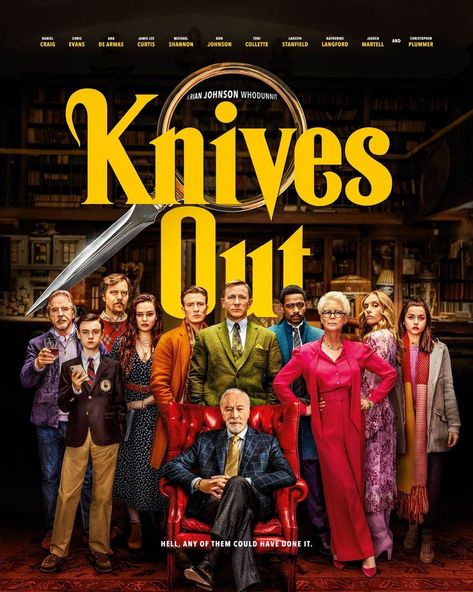 #KnivesOut [2019] 🎬 DIRECTOR : #RianJohnson 🎭 CAST : #DanielCraig #ChrisEvans #AnaDeArmas #JamieLeeCurtis #MichaelShannon #DonJohnson #ToniCollette #ChristopherPlummer ⭐️ IMDB : 7.9/10 (766k votes) ⏳ RUNTIME : ~ 2h #movies #movierecommendation #goodmovie #mustwatch #whattowatch #movietime #movieposters Harlan Thrombey, Knives Out Movie, Latest Hollywood Movies, Film Thriller, Action Movies 2022, Michael Shannon, Rian Johnson, Christopher Plummer, Don Johnson