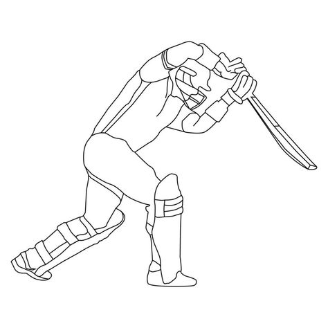 Cricket Player Pose Line art Vector Illustration Cricket Theme Cake, Cricket Images, Tom And Jerry Photos, Cricket Player, Art Vector Illustration, Sketches Ideas, Line Art Vector, Black And White Sketches, Cityscape Photos