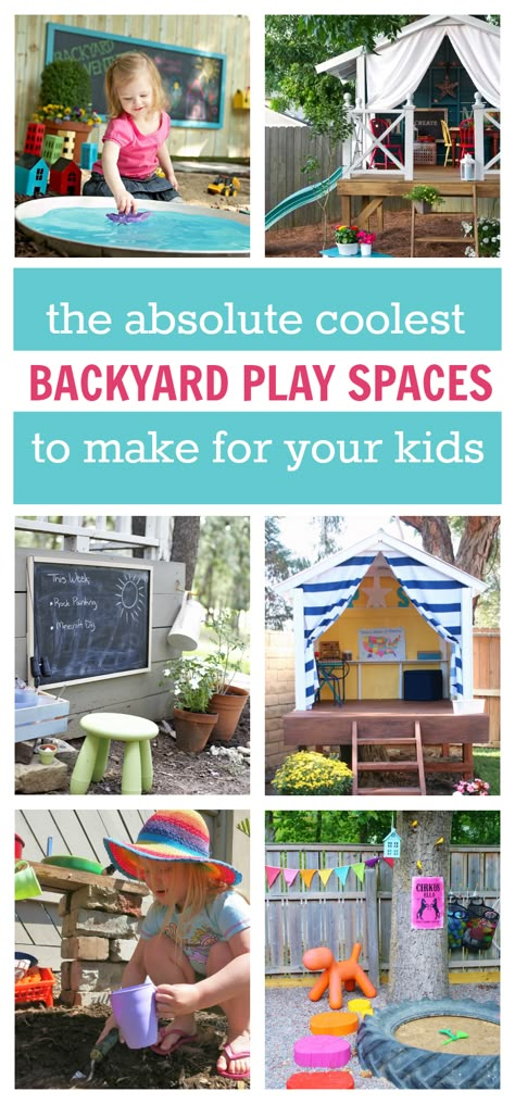 Rock your kids world by building one of these super cool backyard play spaces! Diy Backyard Play Area Ideas, Backyard Play Spaces, Outdoor Play Space, Kids Play Spaces, Play Area Backyard, Outdoor Play Spaces, Playground Ideas, Outdoor Play Areas, Kids Outdoor Play