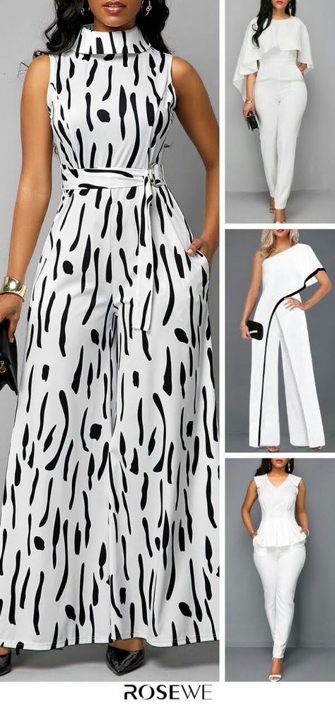 White Jumpsuits, Classy Jumpsuit, African Fashion Skirts, African Wear Dresses, Afrikaanse Mode, African Fashion Women Clothing, Jumpsuit Elegant, Classy Dress Outfits, African Print Fashion Dresses