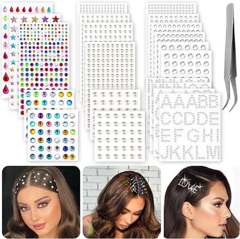 Amazon.com: 2609 Pieces Hair Gems,Hair Jewels Diamonds and Letters Rhinestones with Tweezers,Hair Pearls Stick on,Self Adhesive Bling Rhinestone Stickers for Crafts,Face,Eye,Nail,Clothing,6 Shapes, 3-8mm : Beauty & Personal Care Hair Pearls, Hair Stickers, Gem Hair, Diamond Hair, Rhinestone Sticker, Hair Jewels, Hair Decorations, Tweezers, Kids Hairstyles