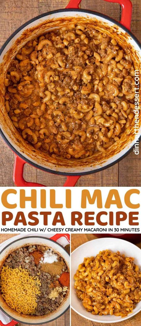 Easy Chili Mac Recipe, Homemade Chili Mac, Chili Mac Casserole, Chili Mac Recipe Easy, Easy Chili Mac, Chili Macaroni, Easy Homemade Chili, Easy Chilli, Chili Mac Recipe