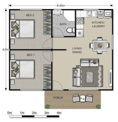 616 sq ft. Add utility room off kitchen w entry into kitchen. Move laundry to new utility room/mud room 75m2 House Plan, 50 Sqm House Plan, 40 Sqm House Plan, Beach House Design Floor Plans, Beach House Garage, Granny Pods Floor Plans, Granny Flat Plans, Flat Plan, Bedroom Beach House