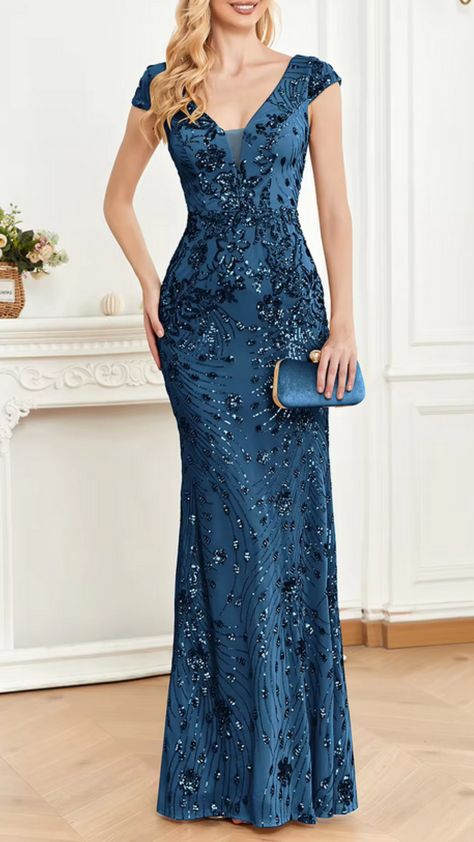 Elegant Mother Of Bride Dresses, Vestido Charro, Sequin Mermaid Dress, Mother Of Bride Dresses, Long Mermaid Dress, Dream Gown, Beautiful Casual Dresses, Western Dress, Stop Thinking