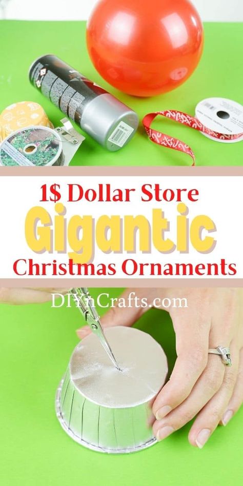 Outside Christmas Ornaments Large, How To Make Giant Christmas Baubles, Christmas Outdoor Ornaments, How To Make Huge Christmas Balls, Oversized Yard Ornaments Diy, Large Christmas Baubles Diy, Giant Inflatable Ornaments, Diy Lawn Ornaments Christmas, How To Make Large Ornament Balls