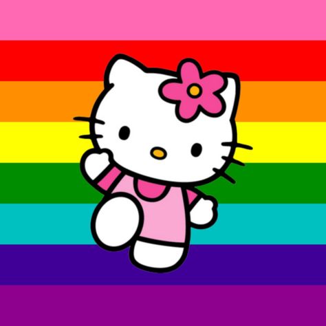 Pride Flag Pfp, Sapphic Books, Queer Pride Flag, Gilbert Baker, Kitty Pictures, Flag Icon, Friends Characters, Playlist Covers, Hello Kitty Pictures