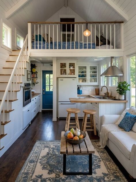 Tiny House Aesthetic Interior, Cozy Tiny Home Interior, Cute Apartments, Tiny Homes Ideas, Tiny Homes Interior, Home Depot Tiny House, Tiny House Airbnb, Tiny Home Interior, Tiny House Plans With Loft