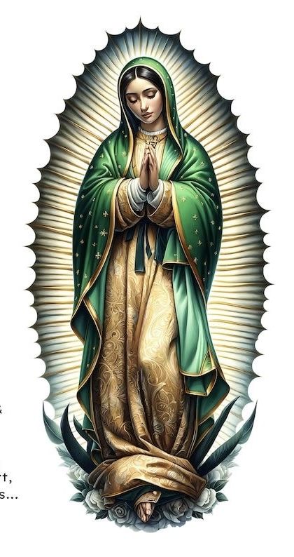 Mexican Catholic Art, Mother Mary Tattoos, Roman Catholic Art, Mary Jesus Mother, Virgin Mary Tattoo, Christian Drawings, Blessed Mother Statue, Mexican Artwork, Lady Guadalupe