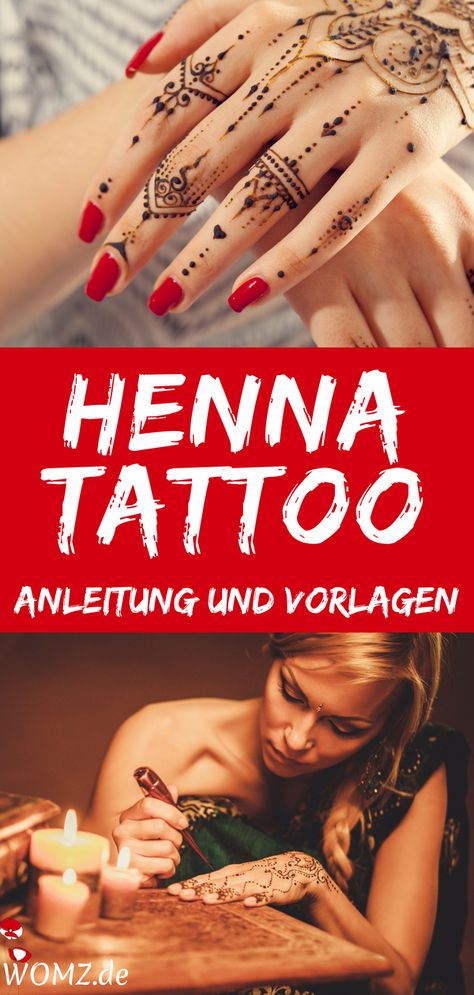 Henna Tattoo selber machen - Anleitung mit Vorlagen. Ich zeige dir in dieser Anleitung, wie du ein Henna Tattoo ganz einfach selber machen kannst. Außerdem findest du jede Menge Vorlagen, Muster und Motive, die dich für diesen ornamentalen Körperschmuck inspirieren. So einfach lässt sich Henna auftragen. Probier's aus. #henna #tattoo #hennatattoo #anleitung #motive #vorlagen #muster Henna Motive, Henna Tattoo Diy, Hanna Tattoo, Henna Tattoo Hand, Tattoo Henna, Henna Tattoos, Henna Mehndi, Henna Tattoo, Henna