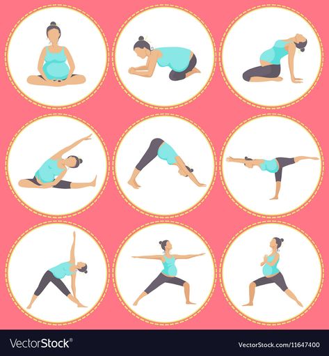 Yoga Poses For Pregnant Women, Poses For Pregnant Women, Women Vector, Kemetic Yoga, Pregnant Girl, Yoga Images, Prenatal Workout, Pregnancy Yoga, Prenatal