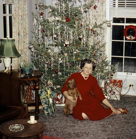 +~+~ Vintage Photograph ~+~+  Lady in crimson red dress sitting in front of her beautiful tree. 50s Christmas, Images Noêl Vintages, Old Time Christmas, Fake Christmas Trees, Vintage Christmas Photos, Christmas Portraits, Real Christmas Tree, Mid Century Christmas, Vintage Tree