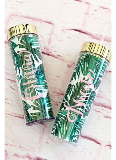 Palm Leaf Tall Tumbler EB3113PLM Palm Leaf Background, Bachelorette Gift Bags, Bachelorette Cookies, Bachelorette Cups, Tropical Gifts, Best Bridesmaid Gifts, Bridesmaid Gifts Unique, Bridesmaid Tumbler, Pink Names