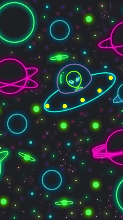 Neon Alien Aesthetic, Arcadecore Aesthetic Wallpaper, Alien Lockscreen, Alien Background Wallpapers, Cute Alien Wallpaper, Neon Phone Backgrounds, Neon Space Aesthetic, Alien Wallpaper Aesthetic, Alien Aesthetic Wallpaper