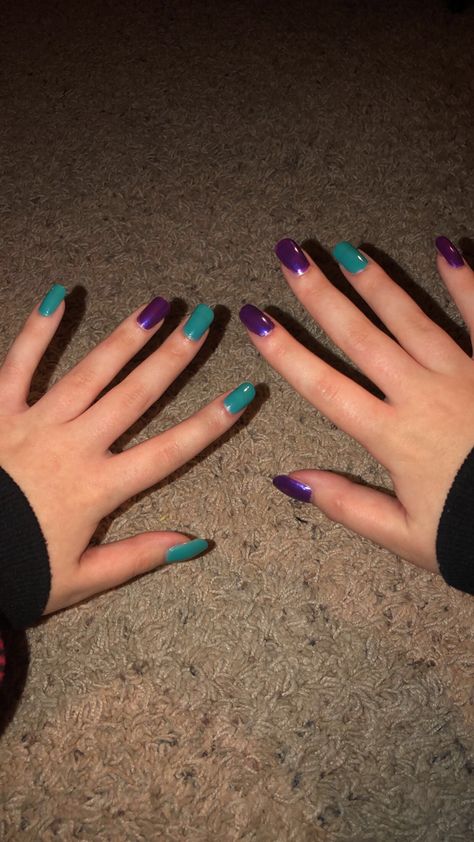 Purple And Turquoise Nails, Turquoise Nails, Turquoise And Purple, Purple Nails, Nail Art, Turquoise, Nails, Purple, Art