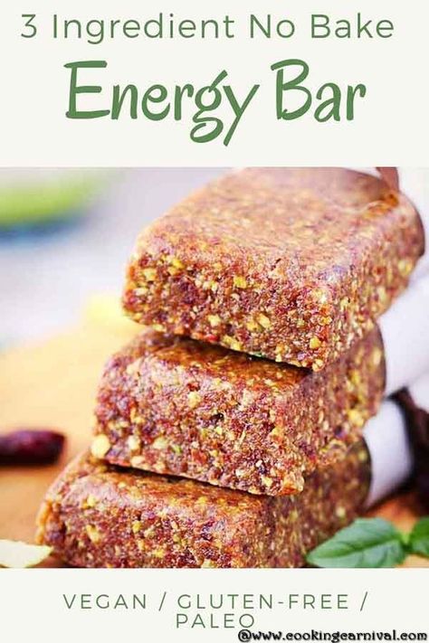 3 ingredient no bake energy bar - Loaded with natural Ingredients, Best, Healthiest, Paleo, Vegan, Organic, Gluten-free, Refined Sugar-Free, Easy, simple, raw Date Energy Bar Recipe. They are very addicting and perfect craving busters. #energybar #forkids #nobake #dates #lunchbox #snacks Lunchbox Snacks, No Bake Energy, Energy Bars Recipe, Healthy Bars, Energy Bar, Bar Recipe, No Bake Bars, Paleo Vegan, Free Snacks