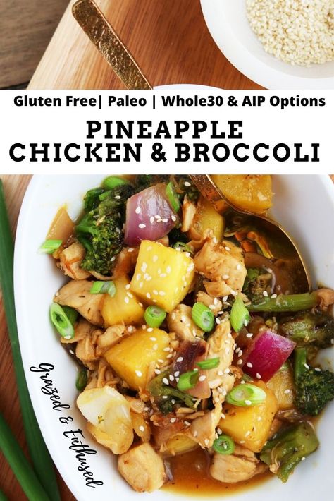 Aip Shredded Chicken Recipes, Aip Broccoli Recipes, Chicken Broccoli Pineapple Stir Fry, Aip Chicken Teriyaki, Aip Pineapple Chicken, Nightshade Free Recipes, Ginger Salad Dressings, Salmon And Sweet Potato, Autoimmune Recipes