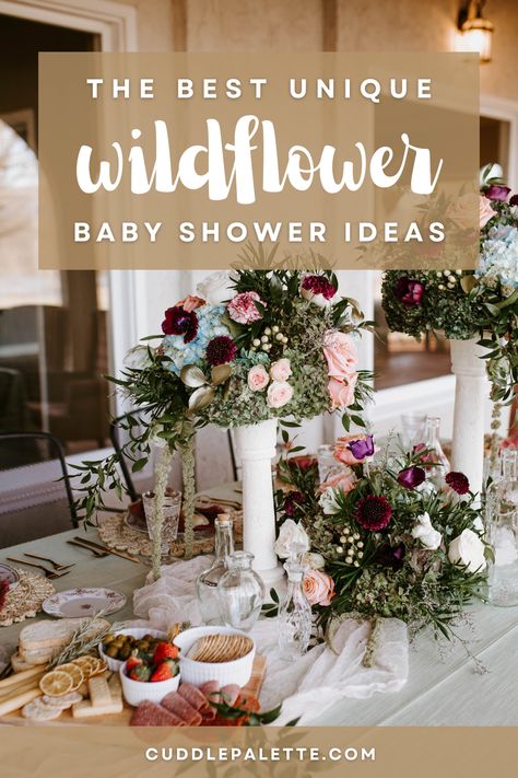 Embody the beauty of motherhood with unique wildflower baby shower ideas that will leave a lasting impression on your guests. Discover charming ways to incorporate the elegance of wildflowers and nature into your celebration, from decorations to invitations and party favors. Create a stunning baby shower to remember with these enchanting ideas. Visit our website now! Wildflower Baby Girl Shower Ideas, Wildflower On The Way, Wildflower Shower Ideas, Wildflower Baby Shower Theme Table Decor, Fall Wildflower Baby Shower Theme, Little Wildflower Baby Shower Decor, A Little Wildflower Is On The Way, Wildflower Themed Baby Shower Ideas, Baby Shower Wildflower Theme