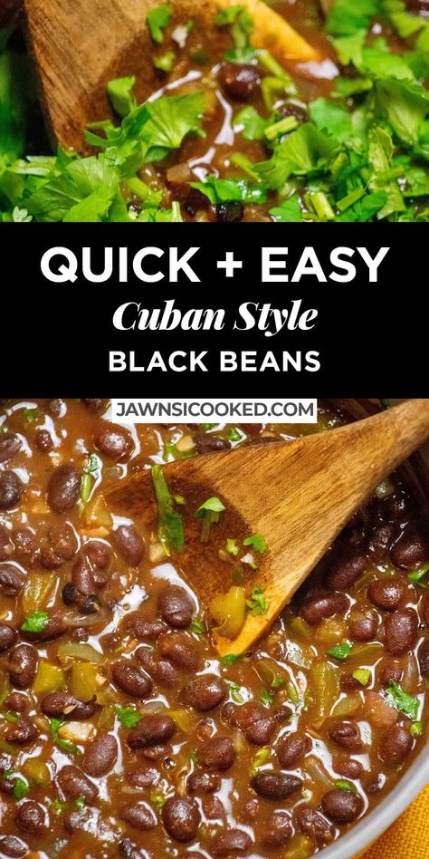 This quick and easy Cuban Black Beans recipe uses canned black beans for delicious Cuban style beans that are ready in just 30 minutes! Cuban Style Black Beans, Cuban Black Beans Recipe, Slow Cooker Cuban Pork, Black Beans Recipe, Cuban Black Beans, Pasta E Fagioli Soup, Black Beans And Rice, Black Bean Recipes, Cuban Cuisine