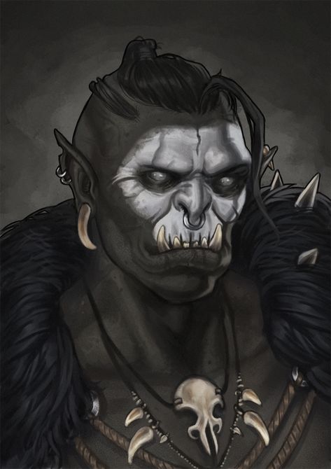 Commission: Felipe by https://www.deviantart.com/marcelafreire on @DeviantArt Orc Necromancer, Vampire Ideas, Warcraft Horde, Shadowrun Rpg, D D Races, Half Orc, Dnd Art, Fantasy Rpg, Fantasy Inspiration