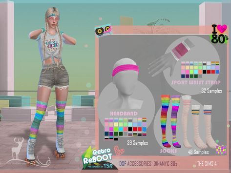 Sims 4 — Retro ReBOOT DSF ACCESSORIES DINAMYC 80s by @DanSimsFantasy — This accessory set contains a headband with 39 The Sims 4 Retro Cc, Sims 4 Roller Skates Cc, Sims 4 Cc Neon Clothes, Sims 4 Kidcore, Sims 4 80s Cc Clothes, Ts4 80s Cc, Sims 4 80s Clothes, Sims 4 Headband Cc, 80s Sims 4 Cc