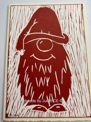 Gnome Linocut, Clean And Simple Christmas Cards, Lino Christmas, Carving Tutorial, Birthday Lights, Print Christmas Card, Linocut Printmaking, Simple Christmas Cards, Stamp Carving