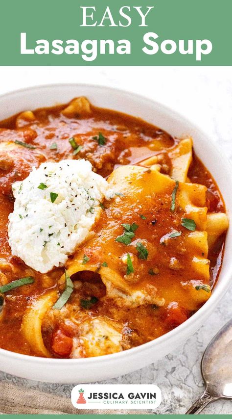 Hey there! Craving a cozy and delicious meal? Look no further than this mouthwatering Lasagna Soup recipe! With the perfect combination of hearty flavors, this soup brings all the comforting deliciousness of a classic lasagna in a bowl. And the best part? It's super easy to make! So, grab a spoon, and get ready to indulge in a bowlful of pure comfort. Trust me, you won't be able to resist seconds! Pin this recipe now and thank me later for this comforting and oh-so...  via @foodiegavin Lasagna Soup Recipe Tik Tok, Lasagna Soup Recipe Dutch Oven, Raos Lasagna Soup, Lasagna Soup With Ravioli, Easy Lasagna Soup Recipe With Ricotta, Lasagna Soup For Two, Tiktok Lasagna Soup, Lasagna Soup Crockpot Easy, Lasagna Soup Recipe Easy