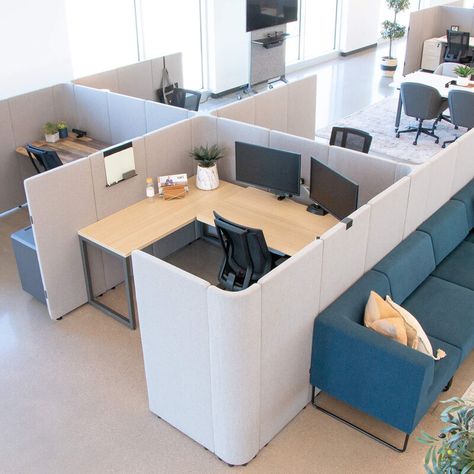 Warehouse Office Space, Office Cubicle Design, Workplace Design Office, Glass Partition Designs, Cubicle Ideas, Cubicle Design, Office Privacy, Law Office Decor, Office Space Ideas