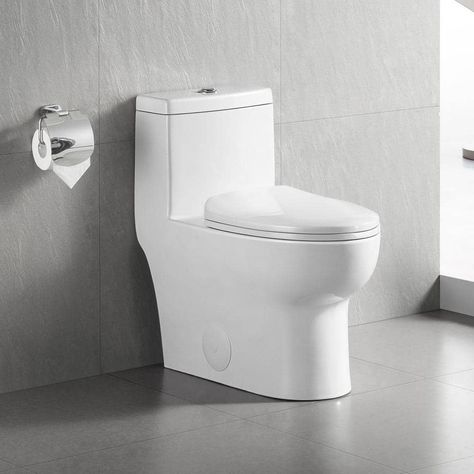 DEERVALLEY 12 in. Rough in Size 1-Piece 0.8/1.28 GPF Dual Flush Elongated Toilet in White, Seat Included DV-1F026 Best Toilet Paper, Dual Flush Toilet, House Essentials, Chair Height, One Piece Toilets, Toilet Cleaning, Bathroom Toilets, Toilet Seat, Clean Design