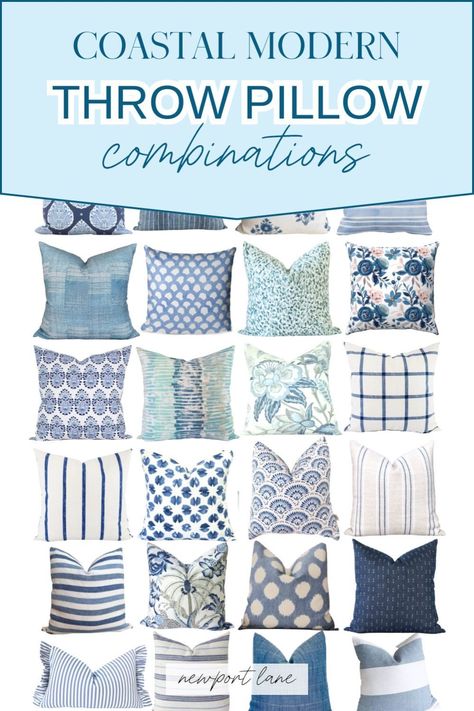 Elevate your home decor with our curated Coastal White and Blue Throw Pillow Combinations. Embrace the charm of Coastal Grandmother Pillows for a nostalgic yet chic look. Incorporate Blue And White Coastal Decor to add a soothing touch to your space. Discover the best Blue Throw Pillow Combinations to enhance your coastal style with elegance and comfort. Blue Throw Pillow Combinations, Coastal Decorative Pillows, Navy Blue Couches, Blue Throw Pillow Covers, Blue And White Coastal, Light Blue Throw Pillows, Coastal Pillow Covers, Pillow Combinations, Throw Pillow Combinations