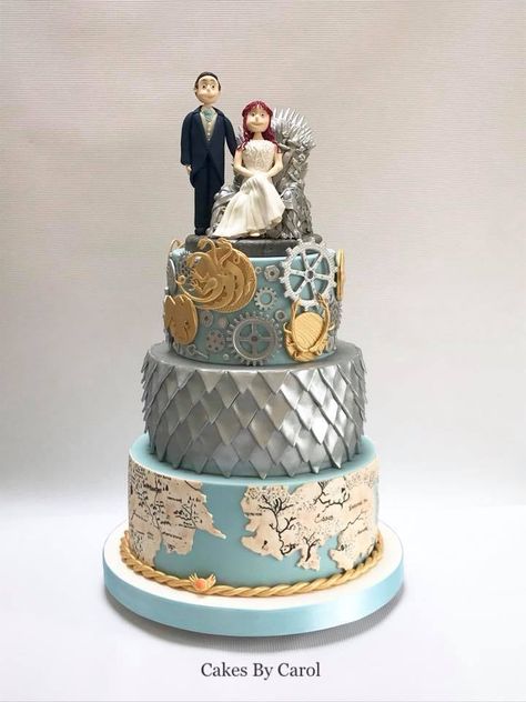 Game of Thrones wedding cake Wedding Cake Game Of Thrones, Game Of Thrones Wedding Cake, Gaming Wedding Cake, Wedding Cake Theme, Game Of Thrones Cake, Different Wedding Cakes, Alternative Wedding Cakes, Cake Games, Creative Wedding Cakes