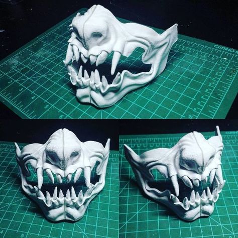 Mascara Oni, 3d Printed Mask, Face Gear, Samurai Artwork, Oni Mask, 3d Printing Diy, 3d Printed Objects, Skull Mask, Cool Masks