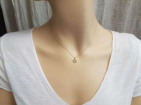 Danty Necklace, Horn Necklace Boho, Magen David Necklace, Dainty Jewelry Necklace, Rose Gold Diamond Necklace, Star Of David Necklace, Real Diamond Necklace, Dainty Diamond Necklace, Crescent Necklace