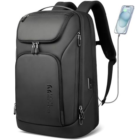 Business Smart Backpack for Men Anti-Theft for 17.3 Inch Laptop with USB Charging Port Water-Resistant Large Durable Compact 30L for Travel College Work-Black Smart Backpack, College Work, Anti Theft, Laptop Accessories, Laptop Backpack, Computer Accessories, Bag Accessories, Water Resistant, Laptop