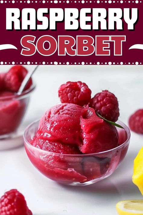 This raspberry sorbet is a dessert you can feel good about. Made with just 5 simple ingredients, it's healthy and delicious. Easy Sorbet, Raspberry Sorbet Recipe, Sorbet Recipe, Fruit Sorbet, Frozen Raspberries, Sorbet Recipes, Raspberry Sorbet, An Ice Cream, Summer Dessert