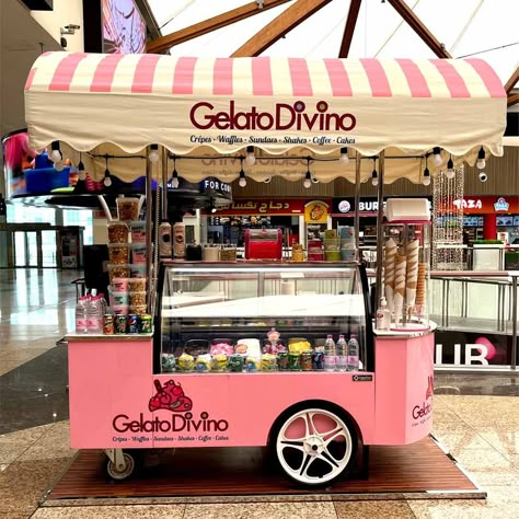 Gelato Divino Trolley is Now Open at Sahara Centre. Visit Gelato Divino Trolley in the Food Court area, First Floor, and treat yourself to their mouth-watering gelatos and other sweet treats in store. #gelatodivino #gelato #icecream #foodie #sweets #treats #cooltreats #desserts #gelatomania #pastry #gelateria #gelatoitaliano #icecreamlover #newkiosk #nowopen #saharacentre #shoppingmall #sharjah #uae Gelato Food Truck, Coffee Trolley, Ice Cream Trolley, Hacienda Architecture, Ice Cream Booth, Gelato Store, Gelato Aesthetic, Vending Cart, Black Ice Cream