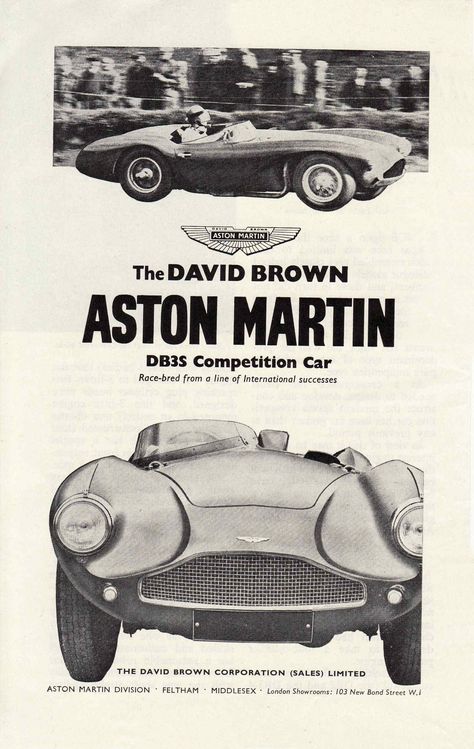 Aston Martin Db3, Aston Martin Lagonda, Aston Martin Db5, Racing Posters, Old Advertisements, Retro Ads, Vintage Race Car, Bond Street, Car Posters