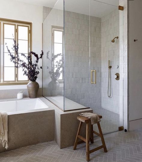 Shower And Tub Side By Side Master Bath, Drop In Tub Master Bath, Bathroom Remodel With Tub And Shower Separate, Tub Beside Shower Master Bath, Built In Soaking Tub, Built In Soaker Tub, Shower Beside Tub, Bathrooms With Freestanding Tubs, Drop In Tub Ideas Master Bath