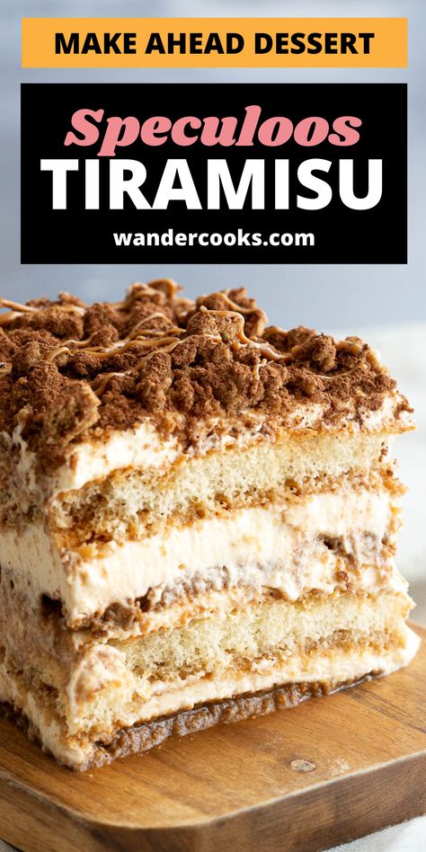 The perfect make ahead dessert, get ready to impress with this easy Speculoos Tiramisu. Coffee-soaked biscuits are wedged between Biscoff cream layers for the ultimate treat. Tiramisu Inspired Desserts, Unique Tiramisu, Unique Tiramisu Recipe, Tiramisu Flavored Cake, Different Flavor Tiramisu, Brownie Ingredients, Quick Easy Desserts, Make Ahead Desserts, Layered Desserts