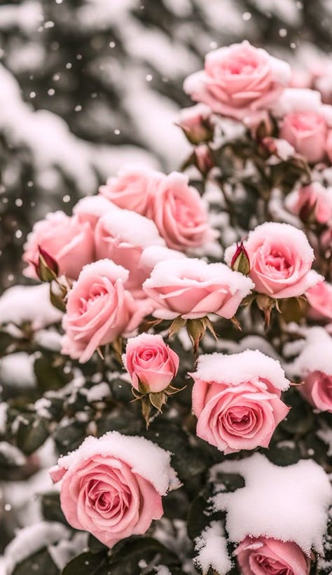 Beauty And The Beast Flower, Frozen Roses, February Aesthetic, February Wallpaper, Snow Rose, Frozen Rose, Iphone Wallpaper Winter, Pink Flowers Wallpaper, Valentines Wallpaper